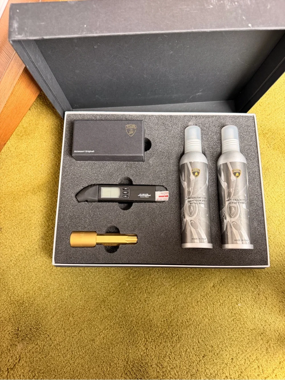 Lamborghini Black Accessories Box with Gold Emblem
